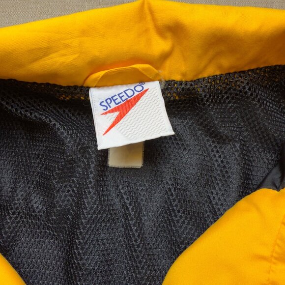 Vintage Speedo Windbreaker Jacket Black & Yellow Mens‎ Medium Retro 80s - Picture 4 of 11